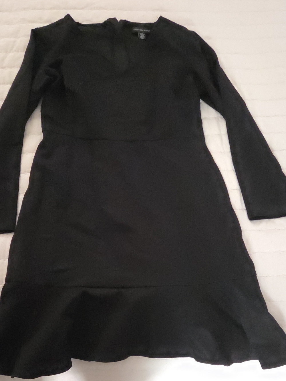 Saks Fifth Avenue Black Women's Long Sleeve Flounce Hem Dress